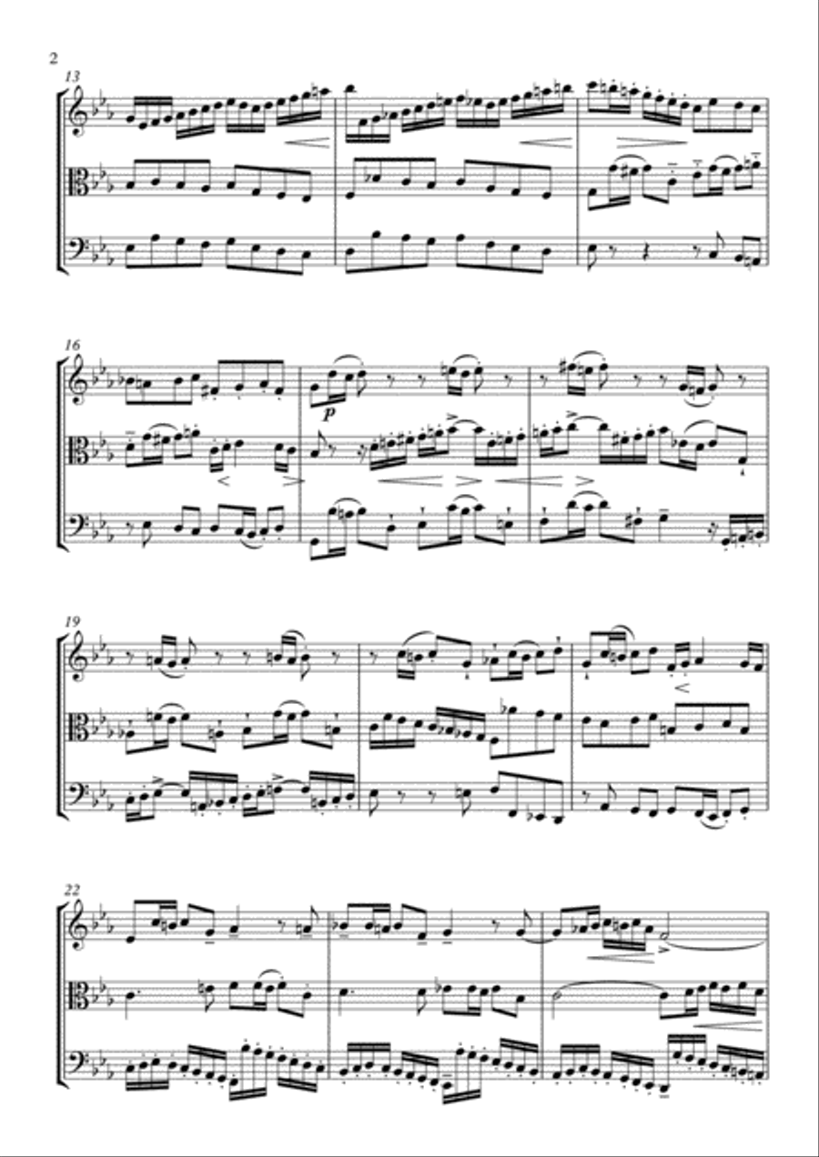 Bach - The Well-Tempered Clavier - Fugue 2 for String Trio String Trio scores gallery preview page 3