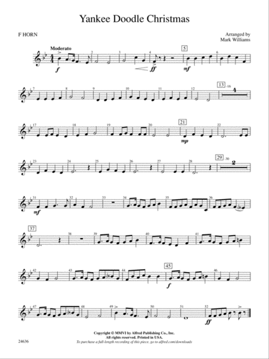 Yankee Doodle Christmas: 1st F Horn Concert Band scores gallery preview page 1