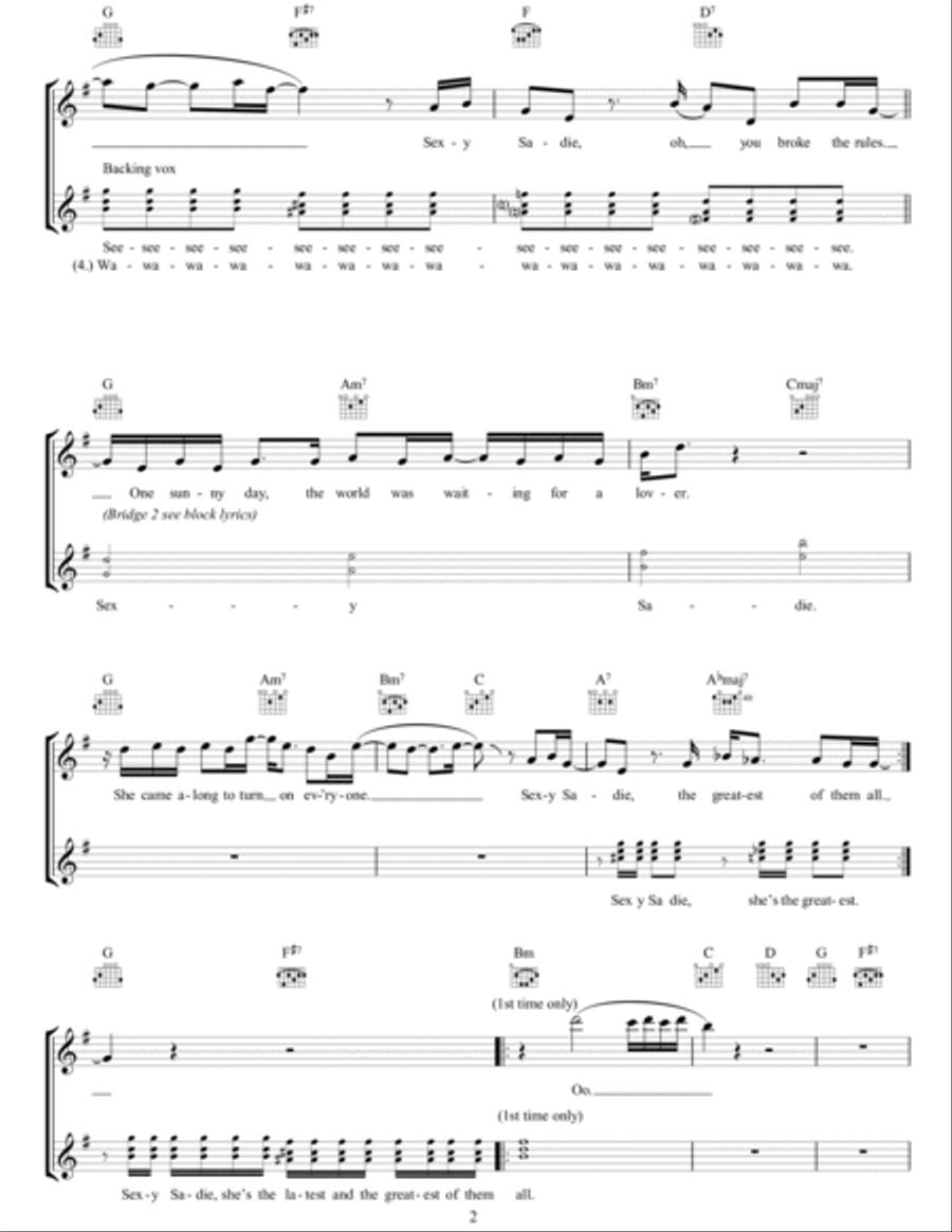 Sexy Sadie Piano scores gallery preview page 2