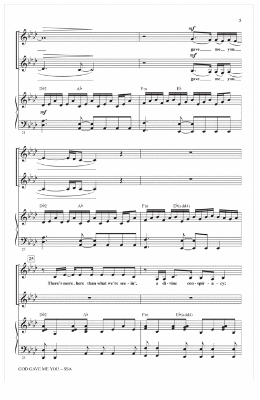 God Gave Me You (arr. Alan Billingsley) SSA scores gallery preview page 4