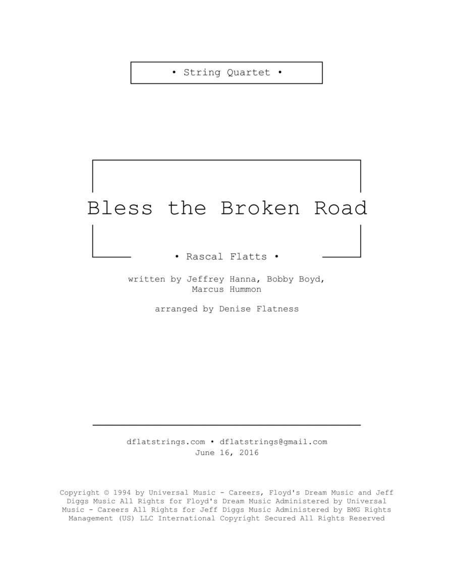 Bless The Broken Road String Quartet scores gallery preview page 1