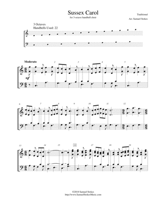 Sussex Carol (On Christmas Night All Christians Sing) - for 3-octave handbell choir