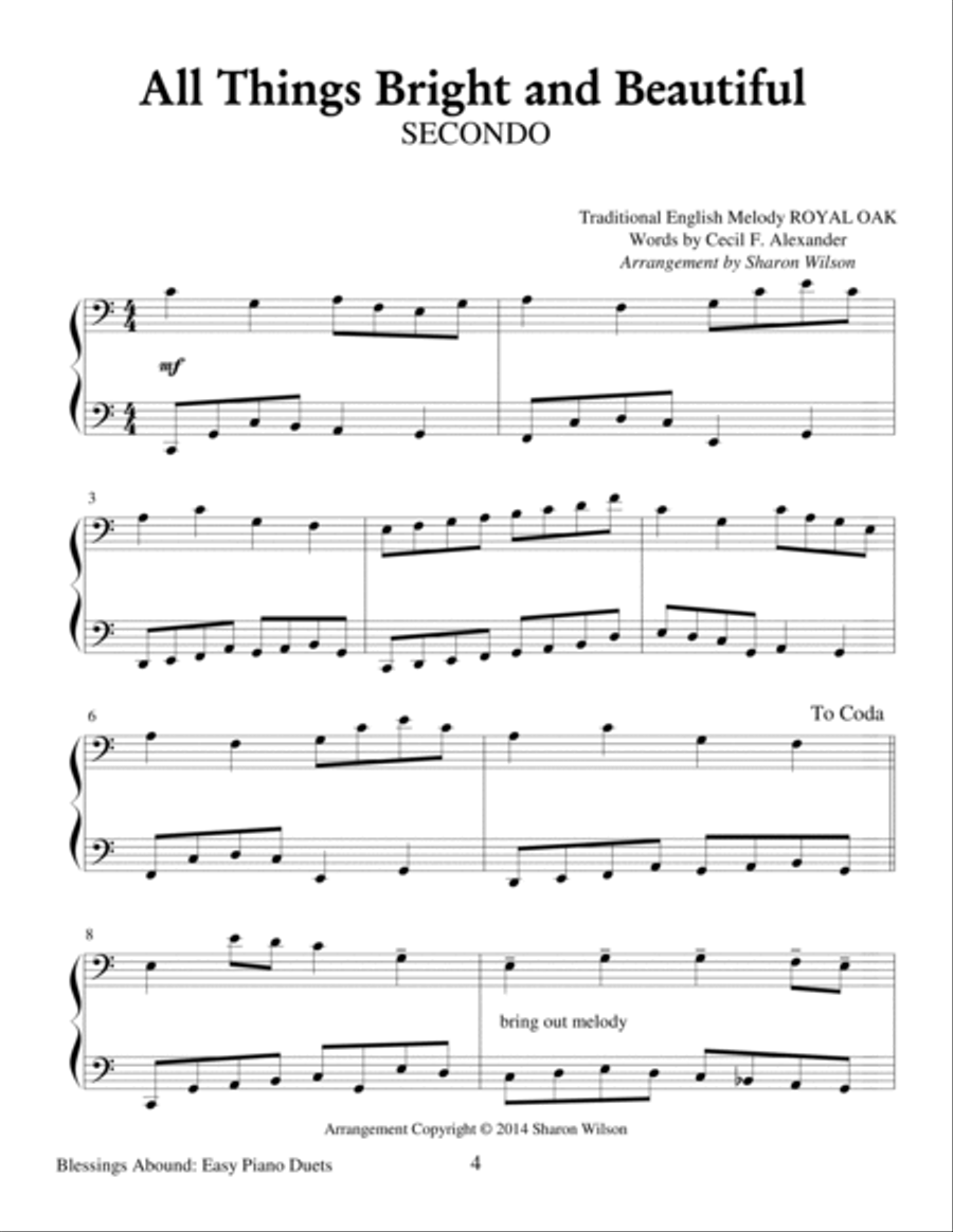 Blessings Abound (Easy Piano Duets for 1 Piano, 4 Hands)