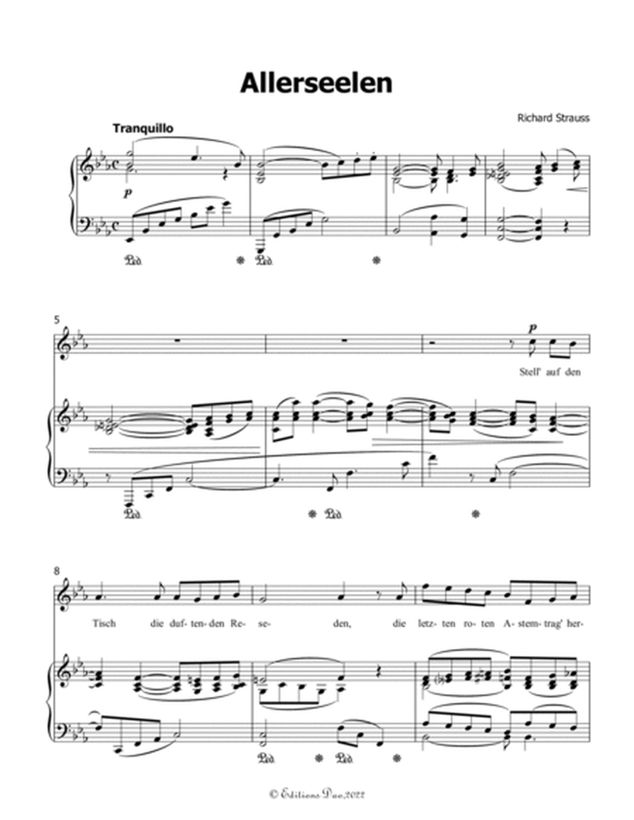 Allerseelen, by Richard Strauss, in E flat Major image number null