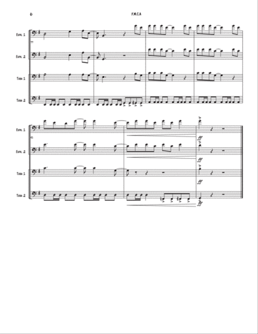 Y.m.c.a. Y.m.c.a. Brass Quartet scores gallery preview page 6