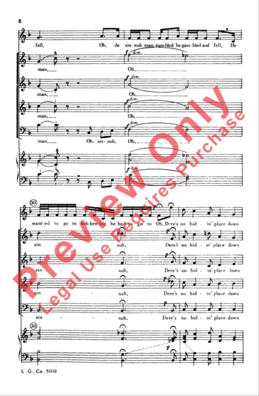 Dere's No Hidin' Place Dere's No Hidin' Place 4-Part scores gallery preview page 7