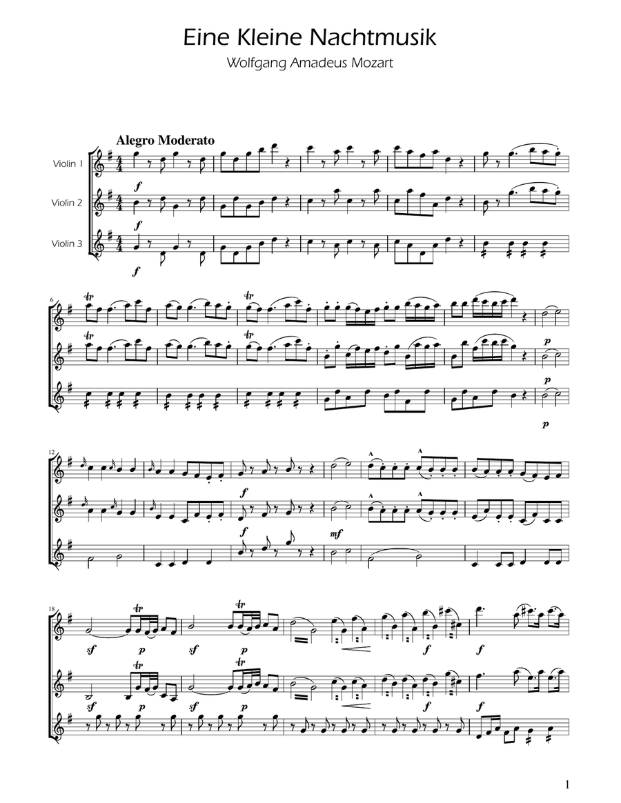 Mozart: Eine Kleine Nachtmusik (K.525) - Violin Trio
