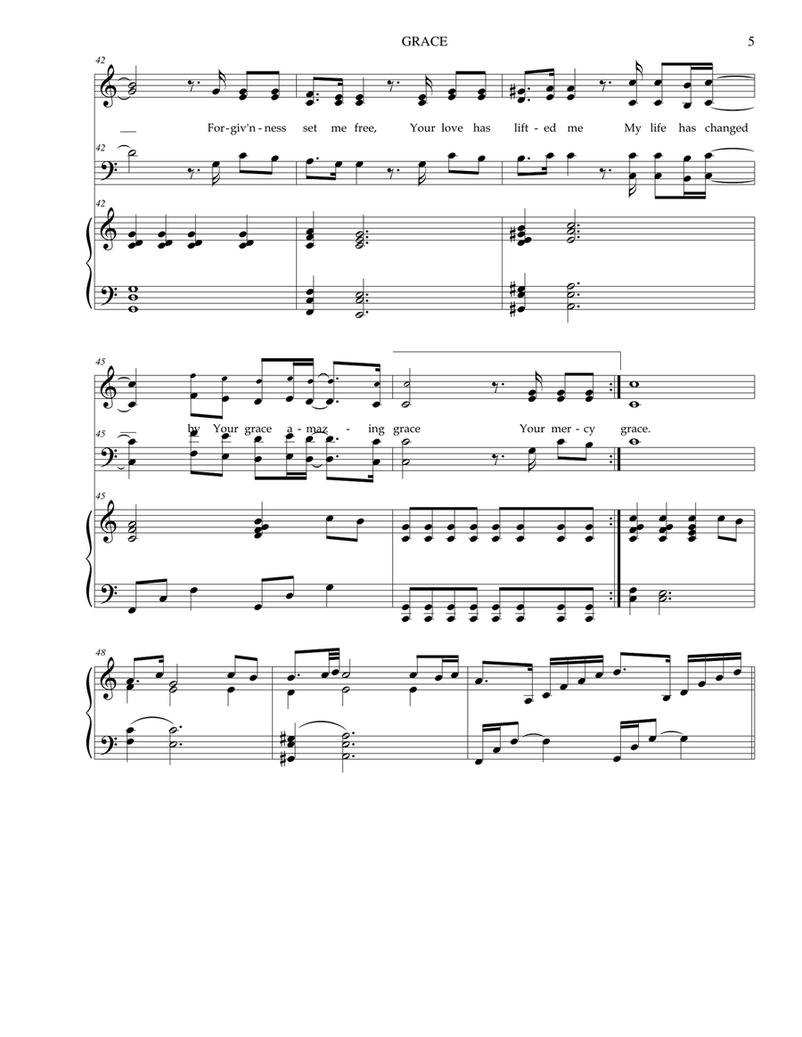 Grace (SATB with Piano) 4-Part scores gallery preview page 5
