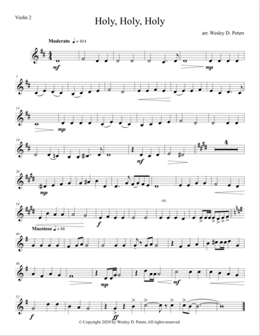 Holy, Holy, Holy (String Quartet) String Quartet scores gallery preview page 2