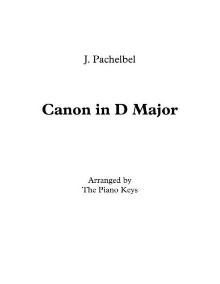 Canon in D Major Easy Piano