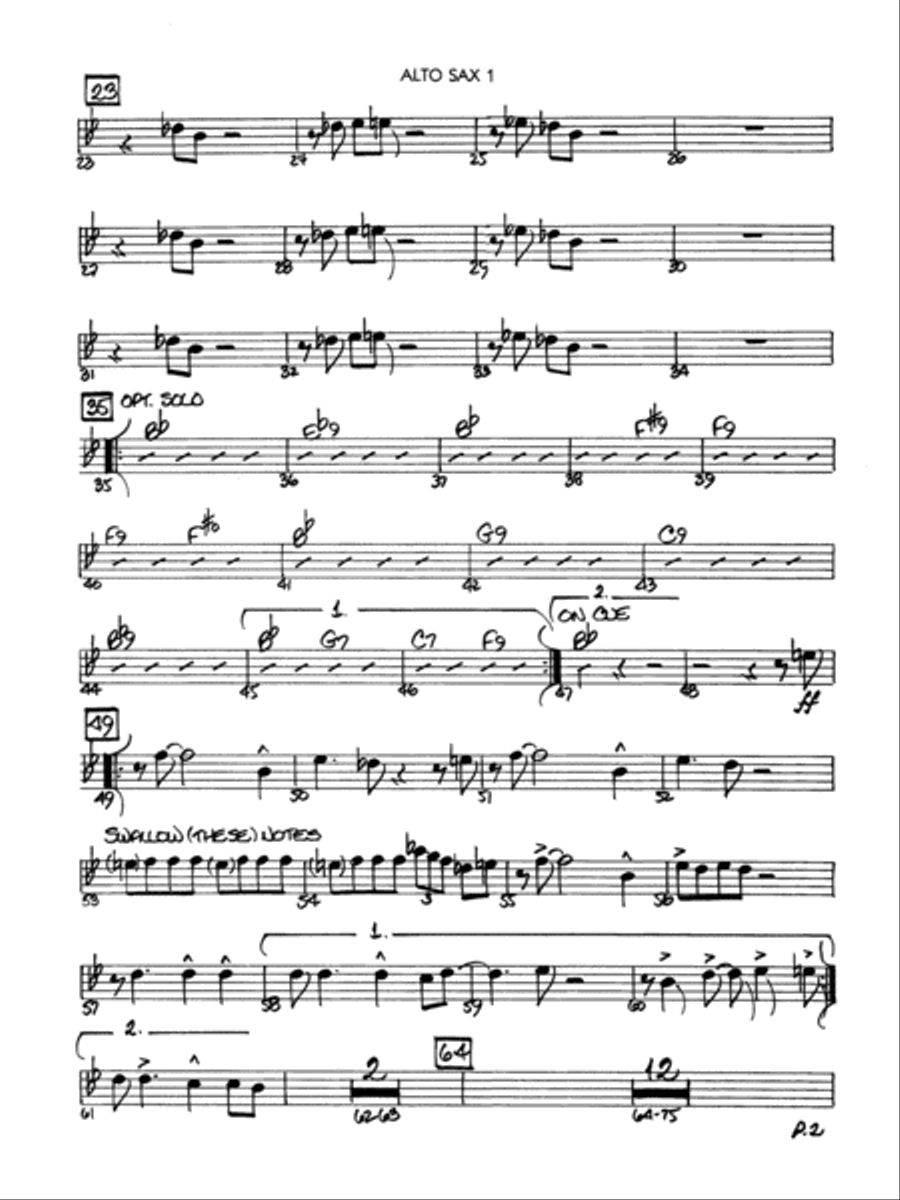 Splanky: E-flat Alto Saxophone Jazz Ensemble scores gallery preview page 2