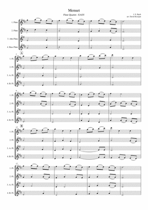 Bach - Menuet - Flute Quartet - EASY