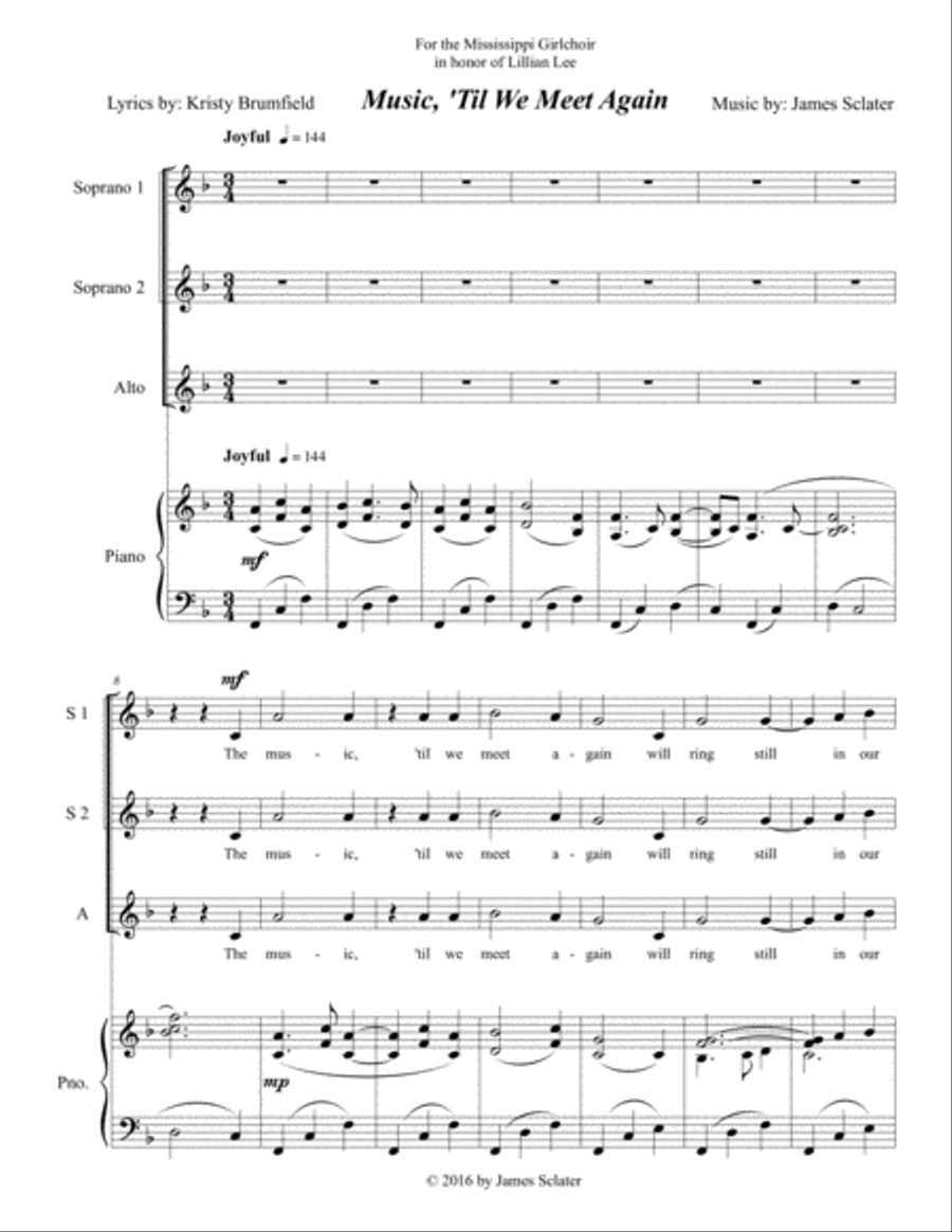 Music, 'Til We Meet Again SSA scores gallery preview page 1