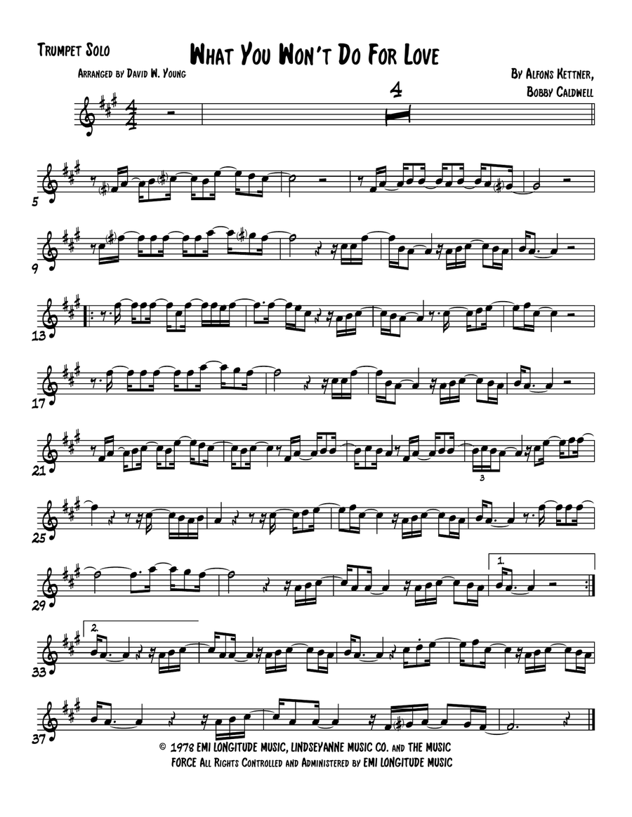 What You Won't Do For Love B-Flat Trumpet scores gallery preview page 1