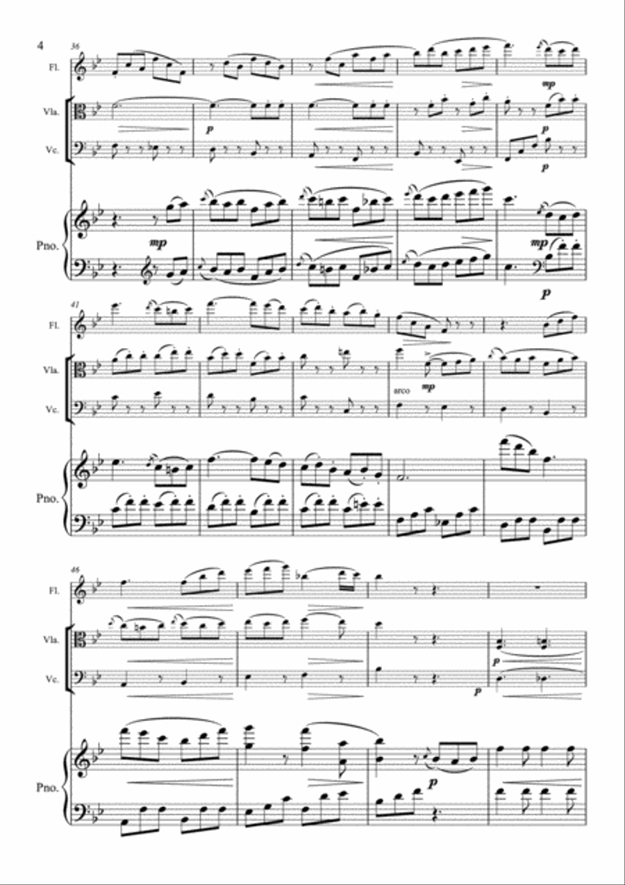Beethoven - Rondo Op.49 - Flute, Viola, Cello, Piano Piano Quartet Small Ensemble scores gallery preview page 4