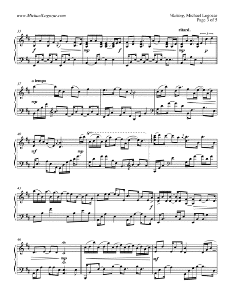 Waiting Waiting Piano Solo scores gallery preview page 3