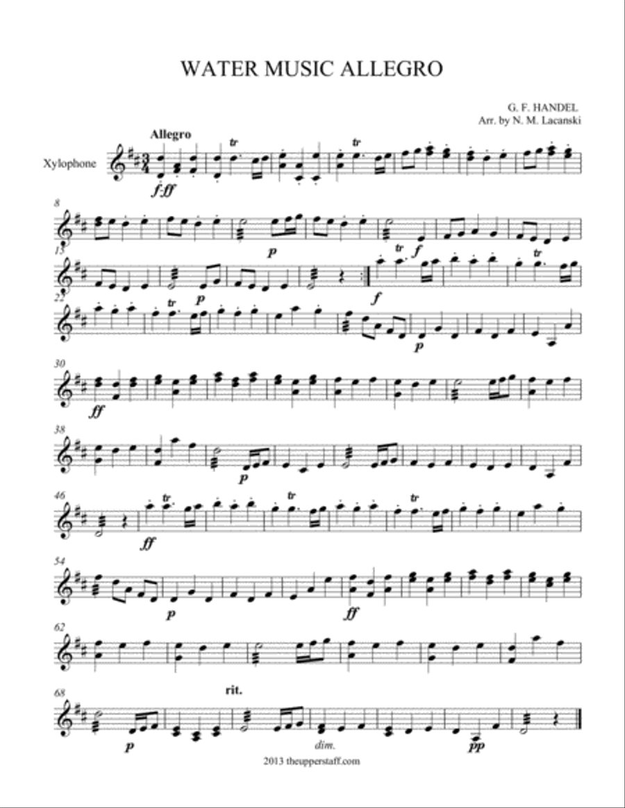 Allegro from Water Music Percussion scores gallery preview page 1