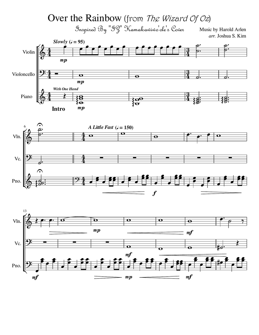 Over The Rainbow (from The Wizard Of Oz) Piano Trio scores gallery preview page 2