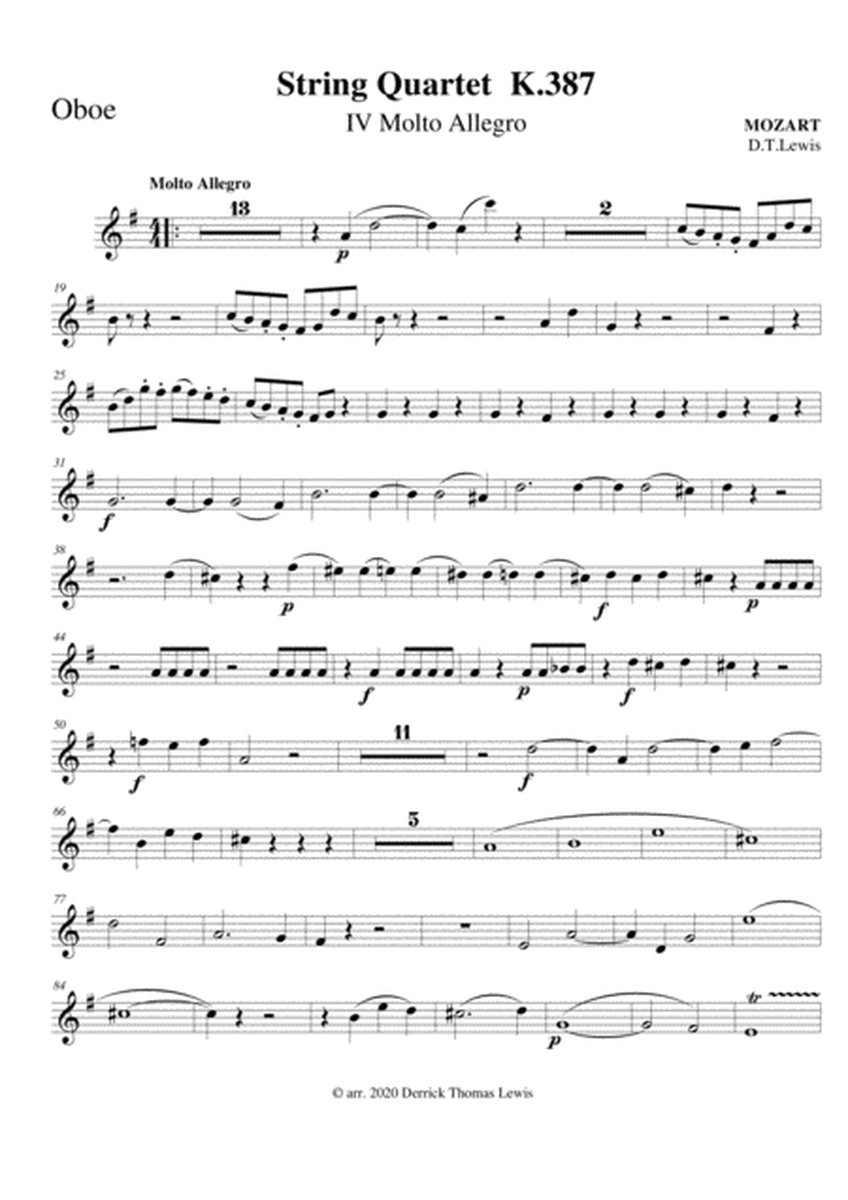 MOZART: Str. Quartet K.387 Finale, for WWs image number null