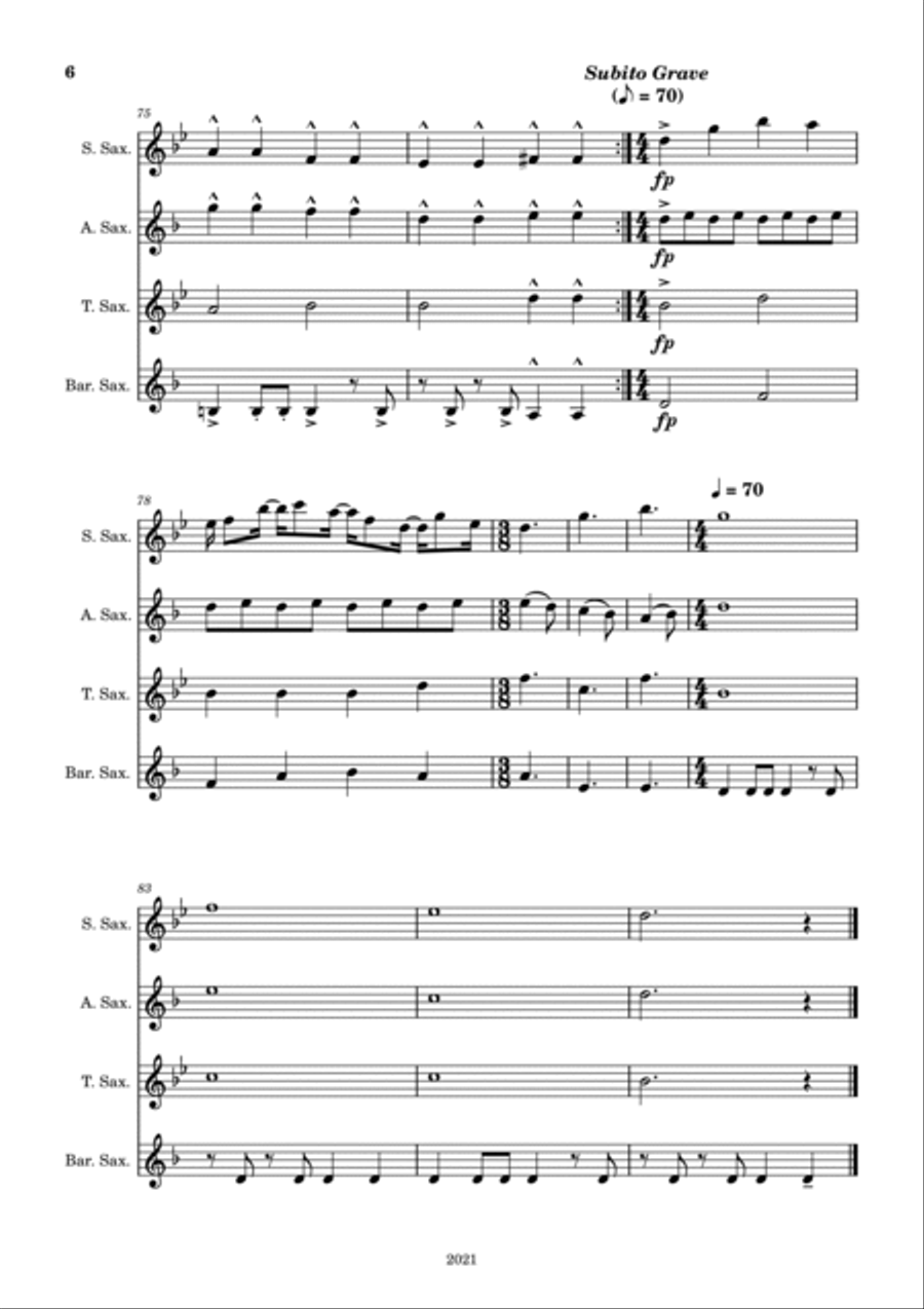 The Dragon of the West The Dragon of the West Saxophone Quartet scores gallery preview page 6