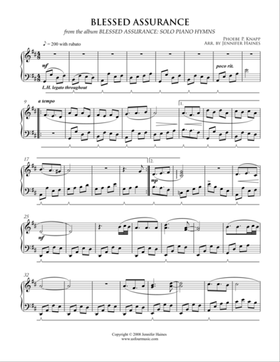 Blessed Assurance Piano Solo scores gallery preview page 1