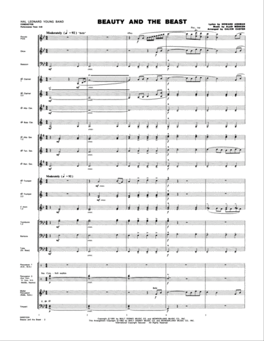 Beauty and the Beast (Medley) - Full Score Concert Band scores gallery preview page 2