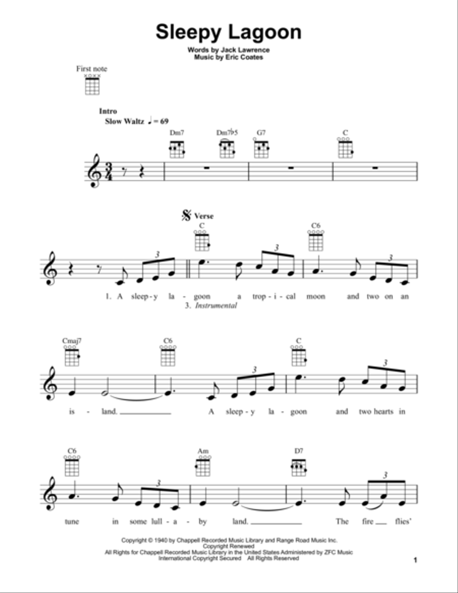 Sleepy Lagoon Ukulele scores gallery preview page 1
