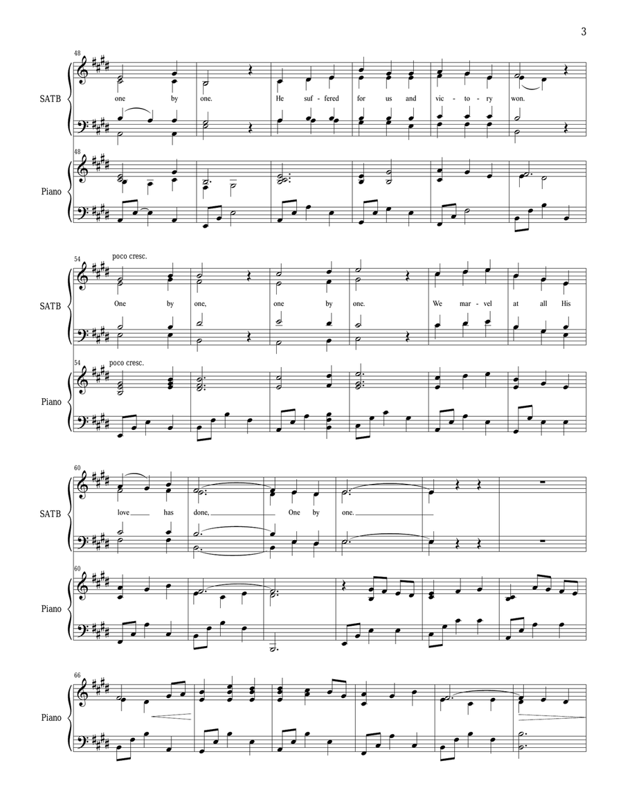 One by One - SATB (Paul Cardall, David A. Bednar) 4-Part scores gallery preview page 4
