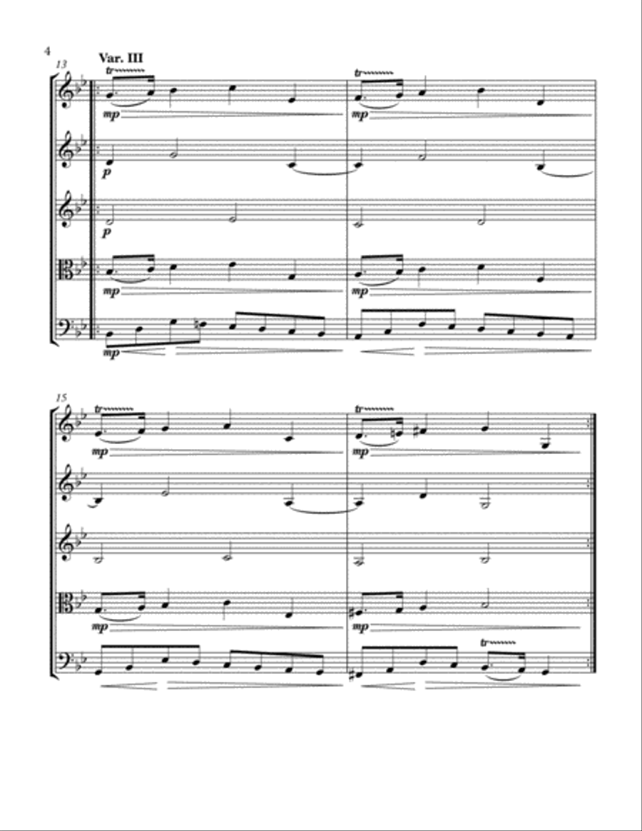 Passacaglia in g minor for String Quintet (3 Violins, Viola, and Cello) String Quintet scores gallery preview page 4