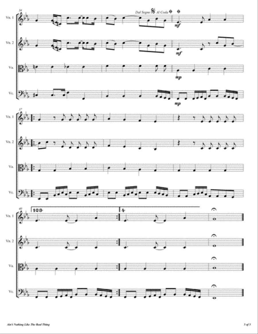 Ain't Nothing Like The Real Thing String Quartet scores gallery preview page 6