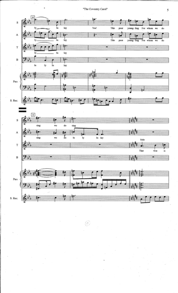 The Coventry Carol, A Contemporary setting arranged for SATB