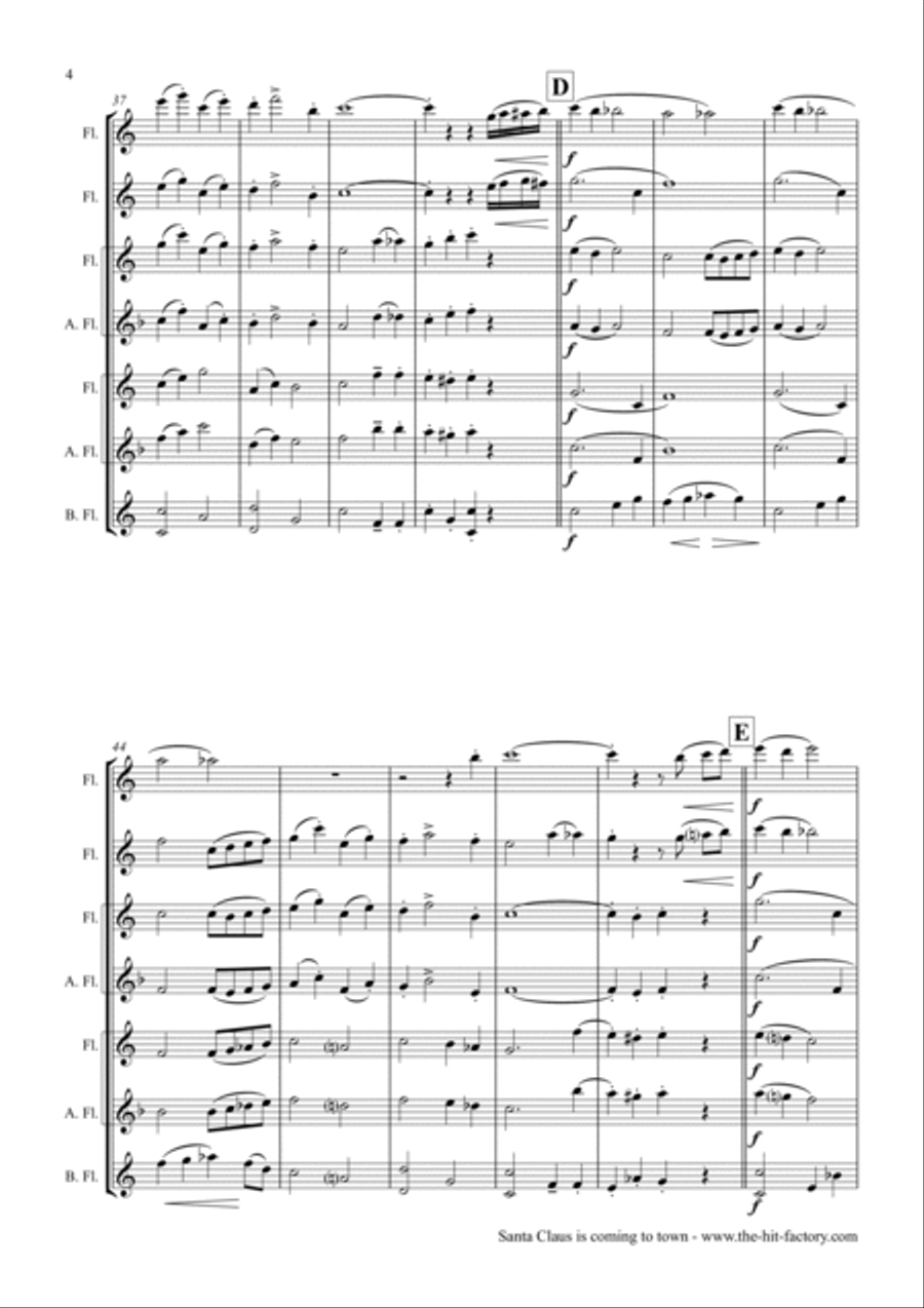 Santa Claus Is Comin' To Town Woodwind Ensemble scores gallery preview page 4