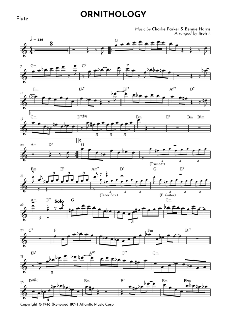 Ornithology Flute Solo scores gallery preview page 2