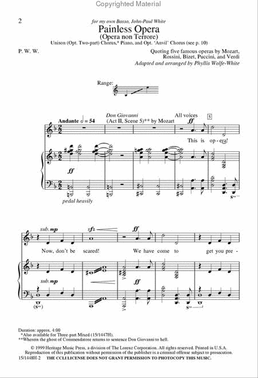 Painless Opera Painless Opera Unison Choir scores gallery preview page 2