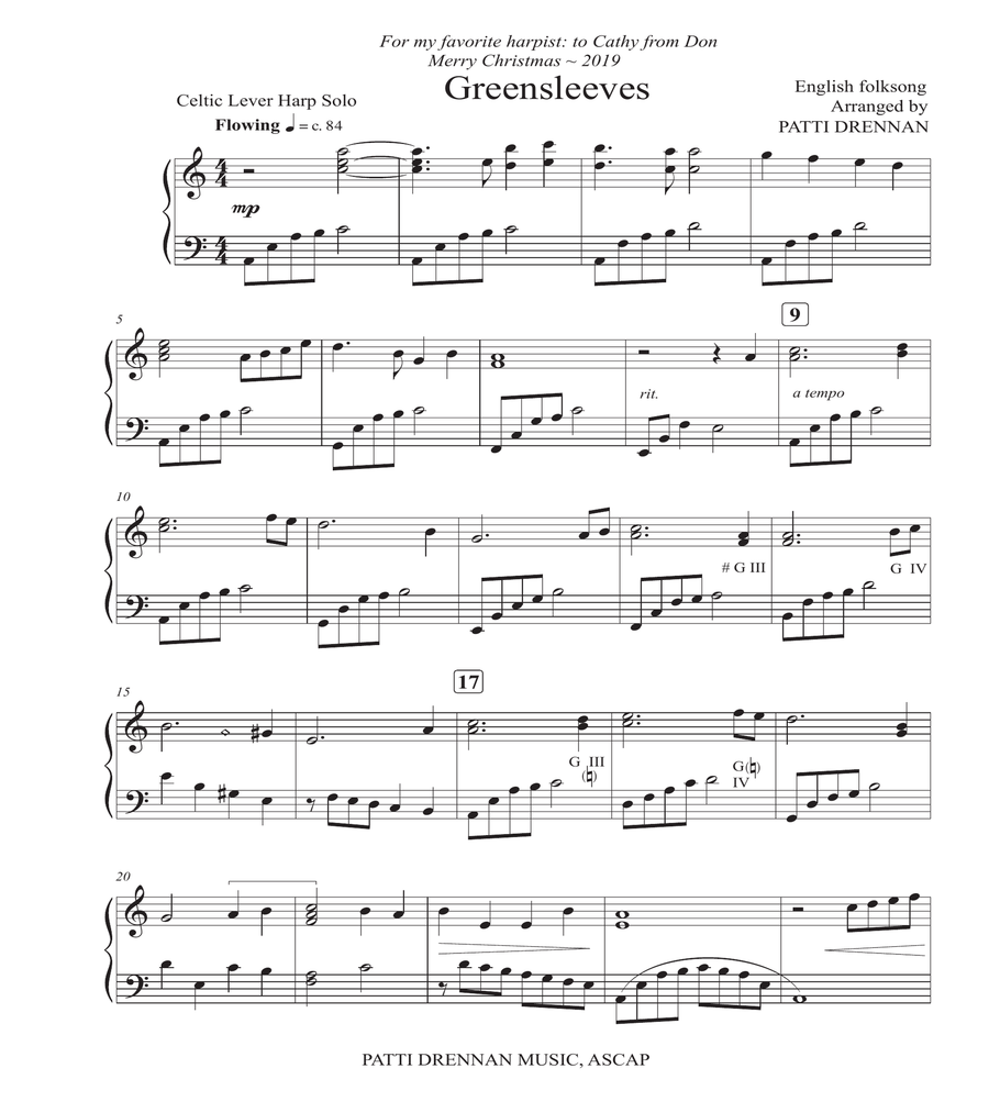 Greensleeves Harp scores gallery preview page 2