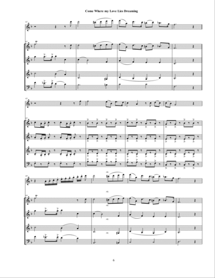 Come Where My Love Lies Dreaming Small Ensemble scores gallery preview page 6