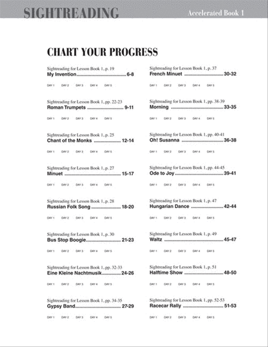 Accelerated Piano Adventures Sightreading Book 1 Piano Method scores gallery preview page 2
