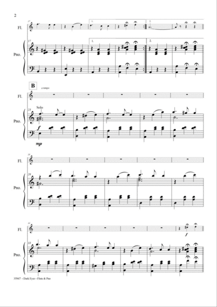 DARK EYES – FLUTE & PIANO Flute Solo scores gallery preview page 3