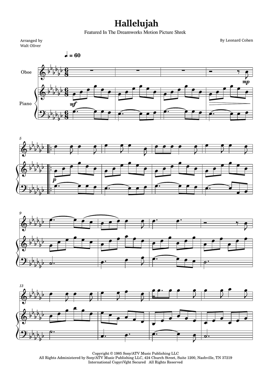 Hallelujah Piano scores gallery preview page 1