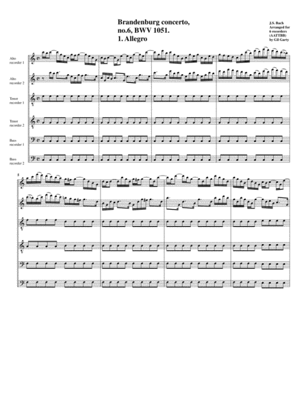 Brandenburg concerto no.6, BWV 1051 (arrangement for 6 recorders)