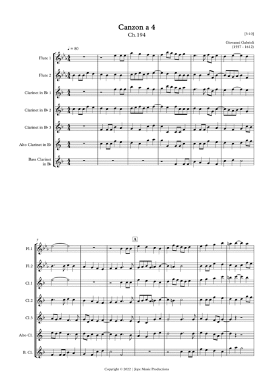 Canzon a 4 - Giovanni Gabrieli Woodwind Ensemble scores gallery preview page 2