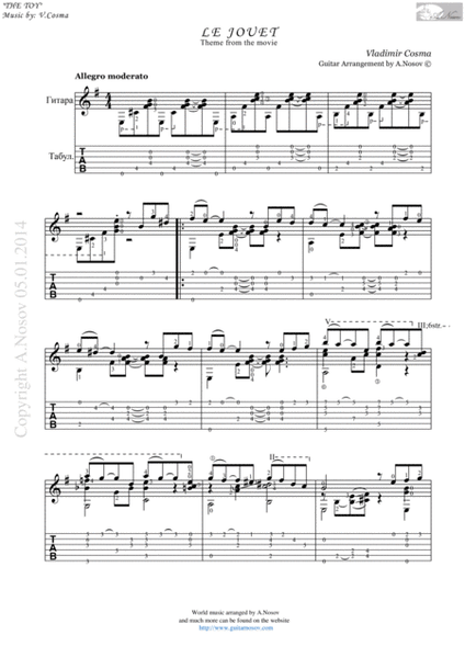 Le Jouet (Sheet music for guitar) image number null