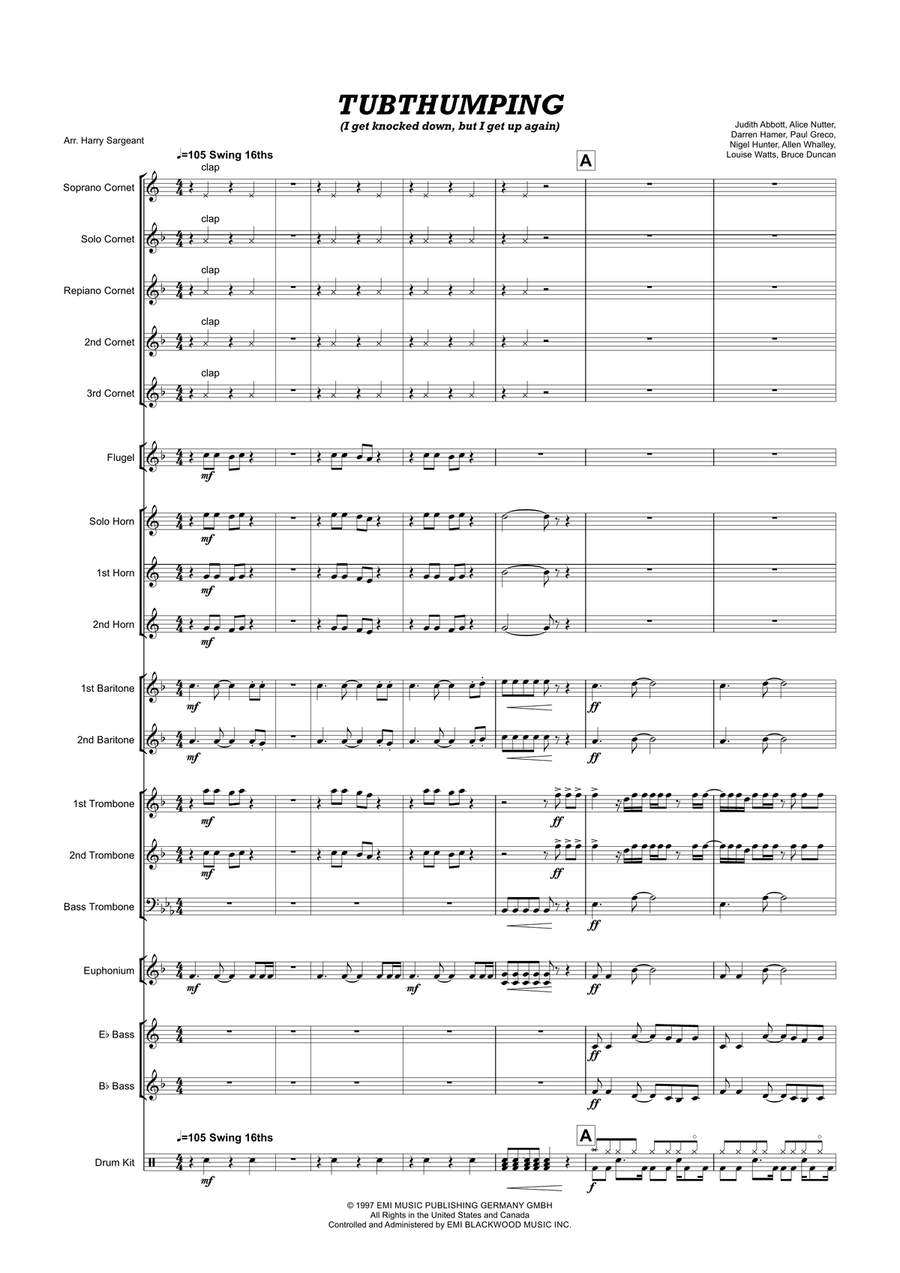 Tubthumping Brass Band scores gallery preview page 1