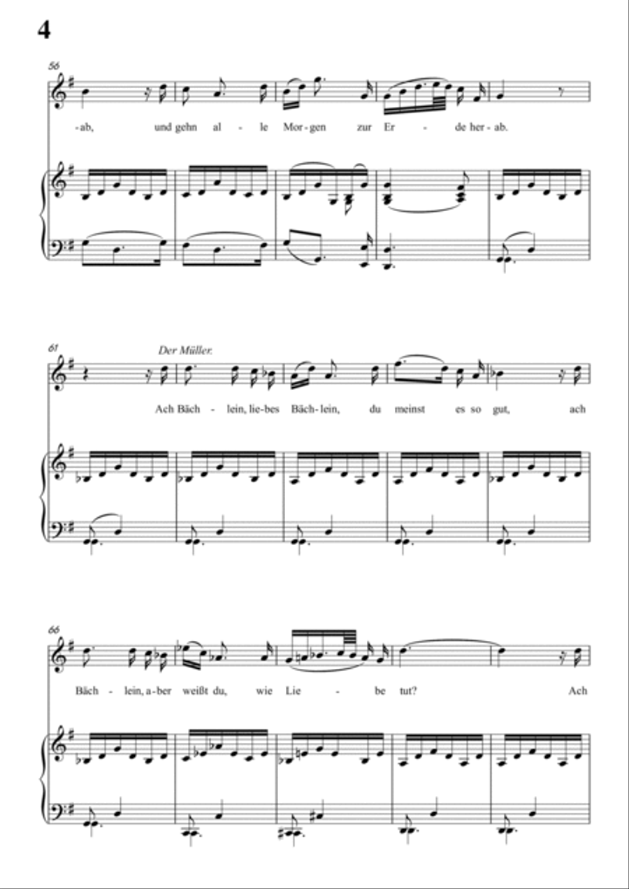 Schubert-Der Müller und der Bach in g minor,for Vocal and Piano Voice scores gallery preview page 5