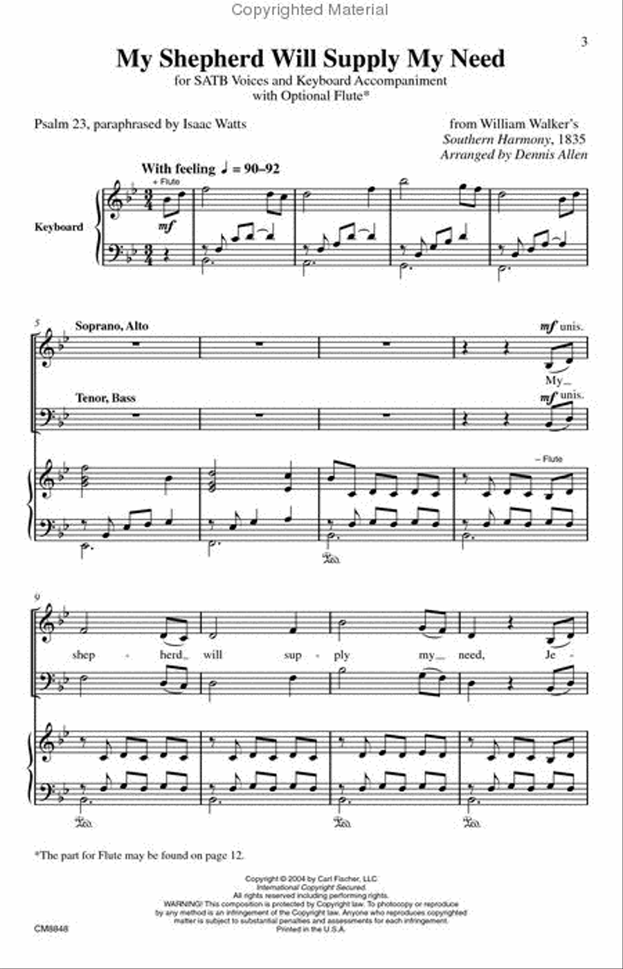 My Shepherd Will Supply My Need 4-Part scores gallery preview page 2