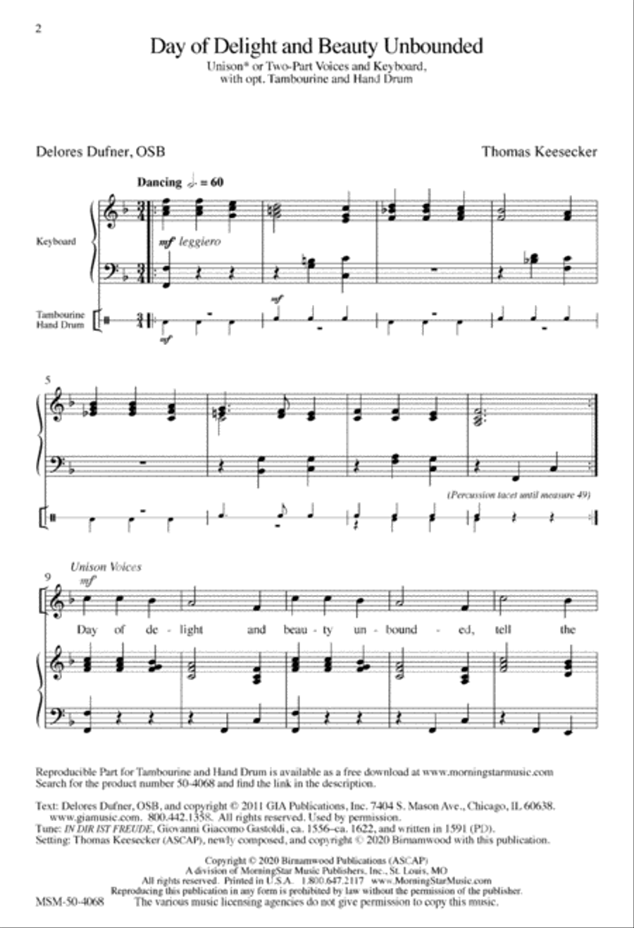 Day of Delight and Beauty Unbounded Unison Choir scores gallery preview page 2