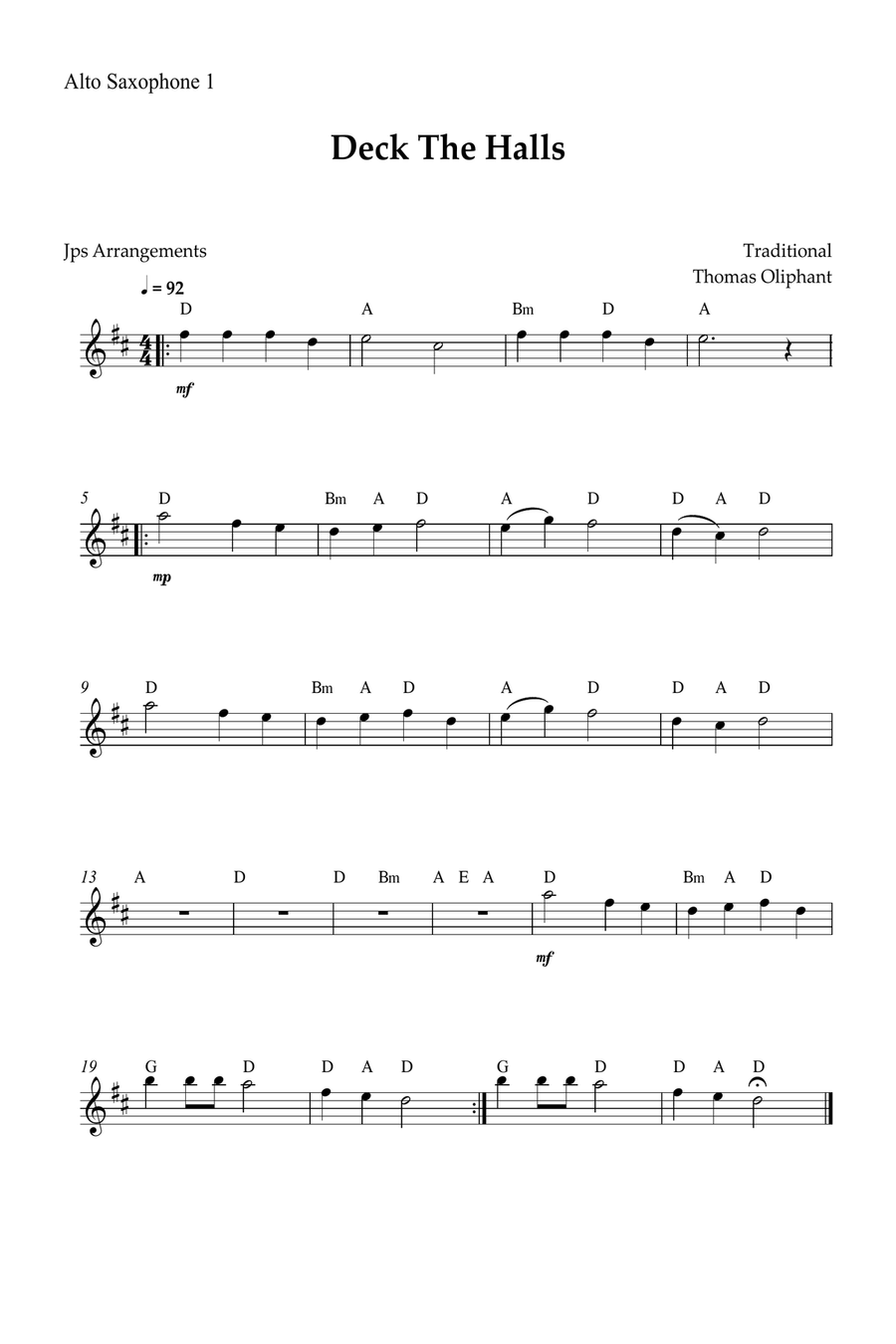 Deck The Halls for Sax quintet Saxophone Quintet scores gallery preview page 3