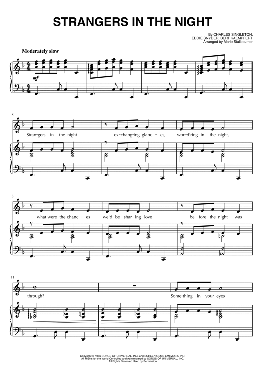 Strangers In The Night Voice scores gallery preview page 1