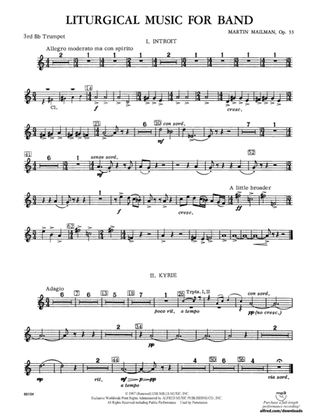 Liturgical Music for Band, Op. 33: 3rd B-flat Trumpet