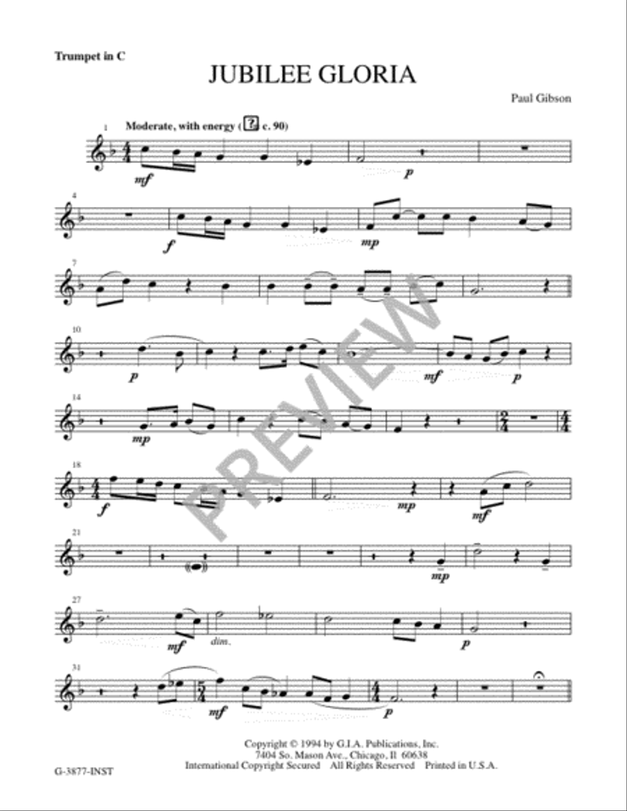 Jubilee Gloria - Instrument edition C Trumpet scores gallery preview page 4